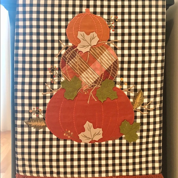 Black and White Check Pumpkin Table Runner - Picture 7 of 10